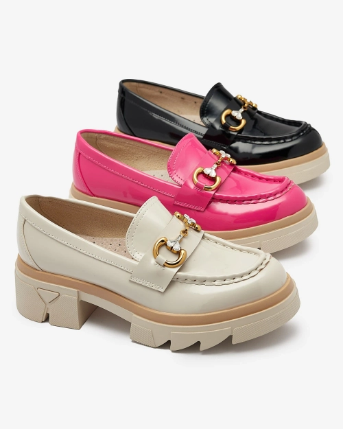 Лаковані жіночі мокасини кольору фуксії з кристалами Inriw - Взуття