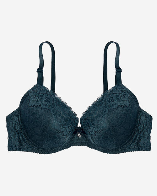 Бірюзовий жіночий бюстгальтер пуш ап, декорований мереживом - Нижня білизна
