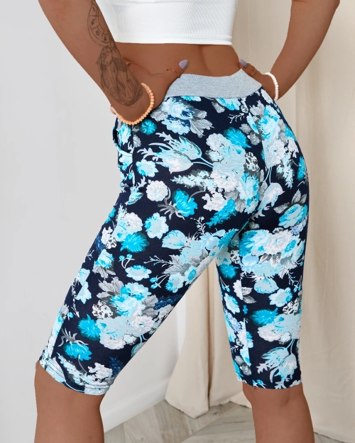 Темно-сині жіночі легінси 3/4 довжини з візерунком PLUS SIZE