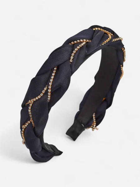 Royalfashion Čelenka do vlasů s pleteným copem zdobená zirkony