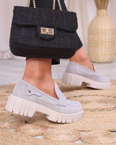Мокасини жіночі сірі з екозамші Siherta- Footwear