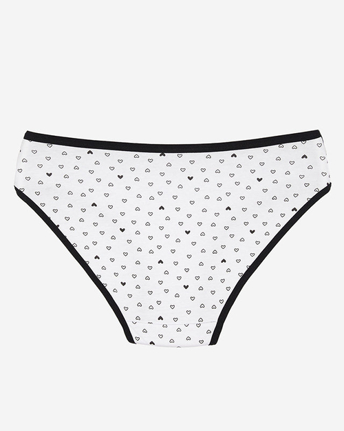 Білі бавовняні жіночі трусики з малюнком сердечка - Нижня білизна