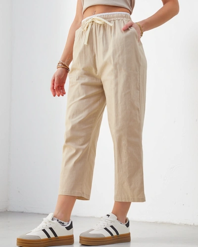 Royalfashion Bavlněné široké dámské kalhoty s páskem