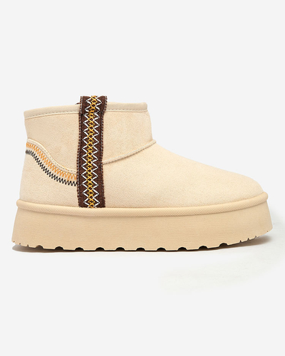 Royalfashion Dámské krátké kozačky a'la snow boots s ornamentem Erititta