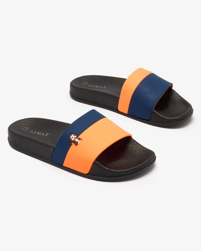 Royalfashion Oranžové a tmavě modré dámské gumové žabky Lierigs