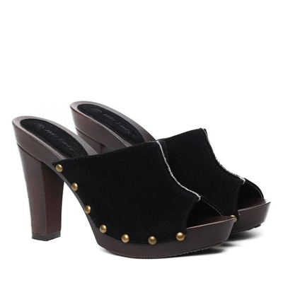 Czarne klapki drewniaki - Obuwie