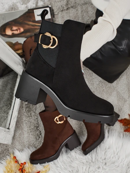 Dámské eko semišové kotníkové boty na sloupku Solenya