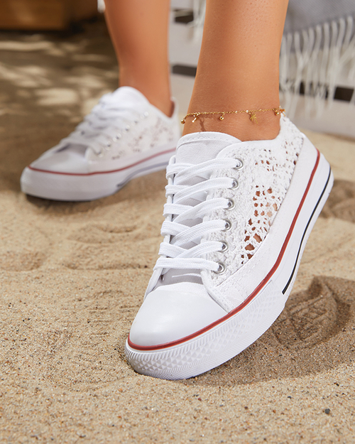 Білі жіночі ажурні кеди Tareni