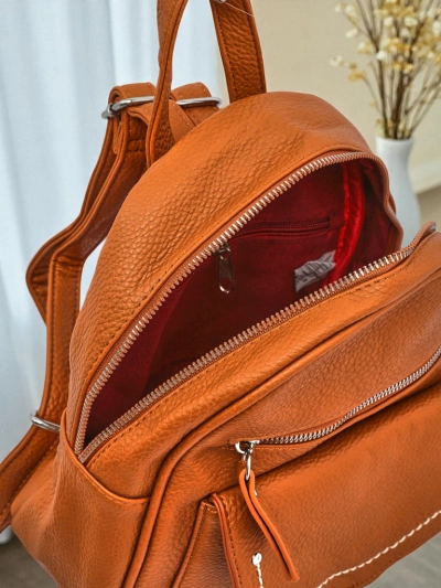 Elegancki plecak damski Calista Camel skóra ekologiczna Królewska Moda