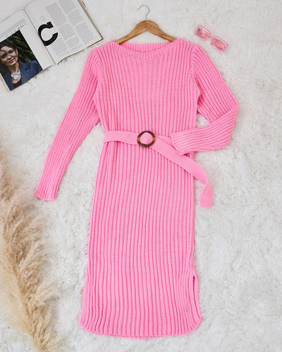 Royalfashion Růžové dámské svetrové šaty