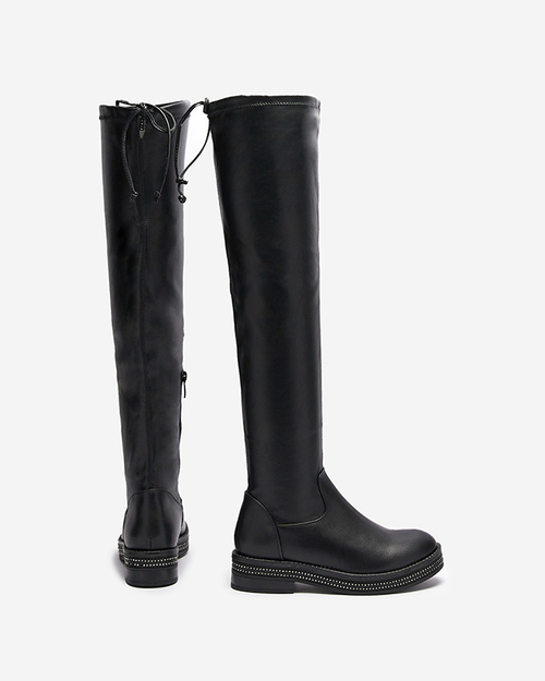 Жіночі ботильйони на плоскій підошві чорного кольору Sereii-Footwear