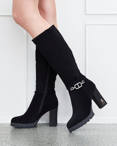 Royalfashion Dámské kozačky Retisa se zdobeným jehlovým podpatkem