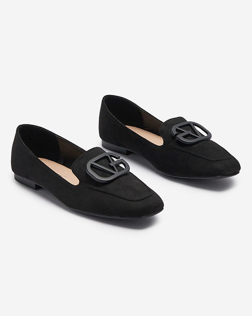 Чорні жіночі мокасини з орнаментом в тон Jeterika - Взуття