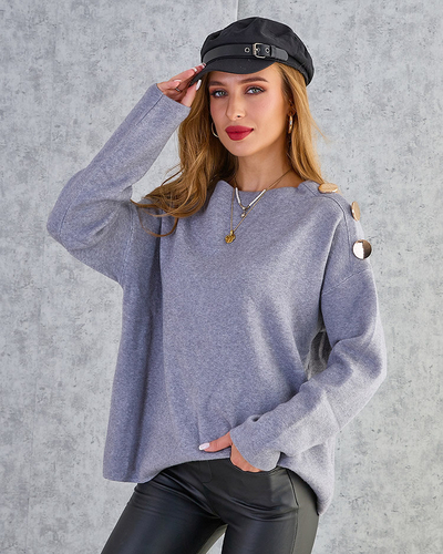 Royalfashion Tenký dámský svetr se zdobením na ramenou