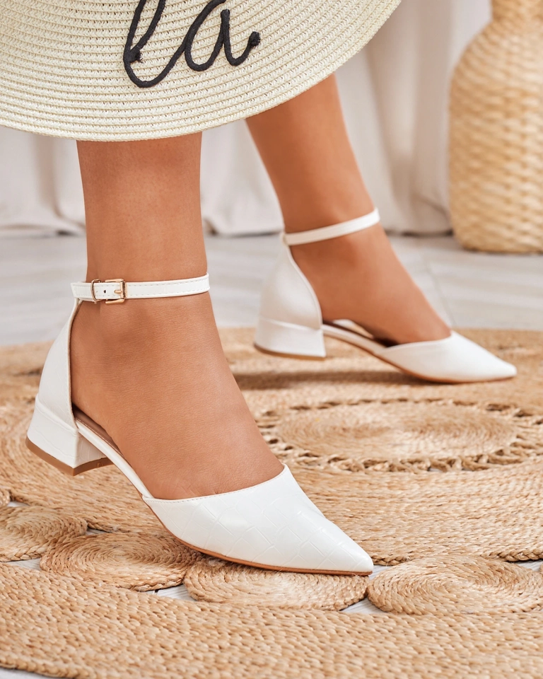 Bílé dámské baleríny s výřezem Sefozi- Obuv