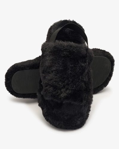 Royalfashion Černé dámské pantofle s kožešinou Nabres