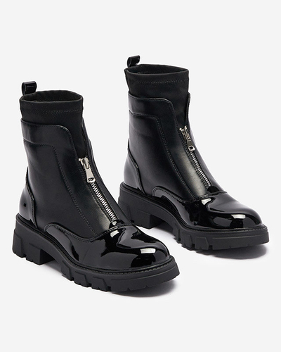 Dámské kozačky se zipem uprostřed v černé barvě Elibe- Obuv