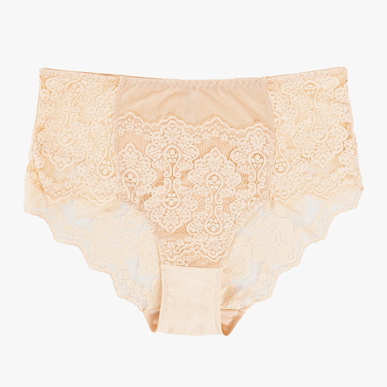 Béžové dámské kalhotky s krajkou PLUS VELIKOST - Spodní prádlo