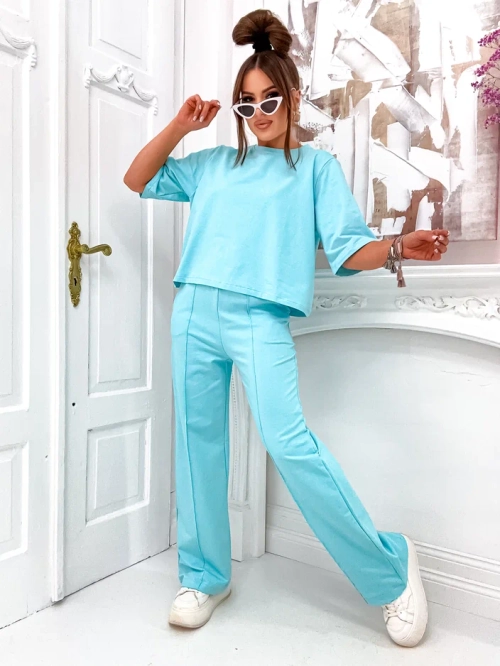 Royalfashion Женський бавовняний комплект з розкльошеними штанами