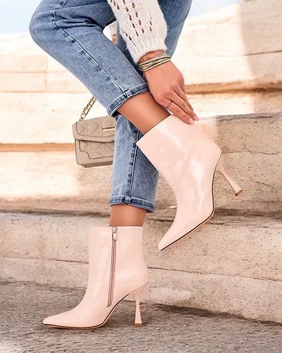 Royalfashion Loori lakované dámské boty na jehlovém podpatku