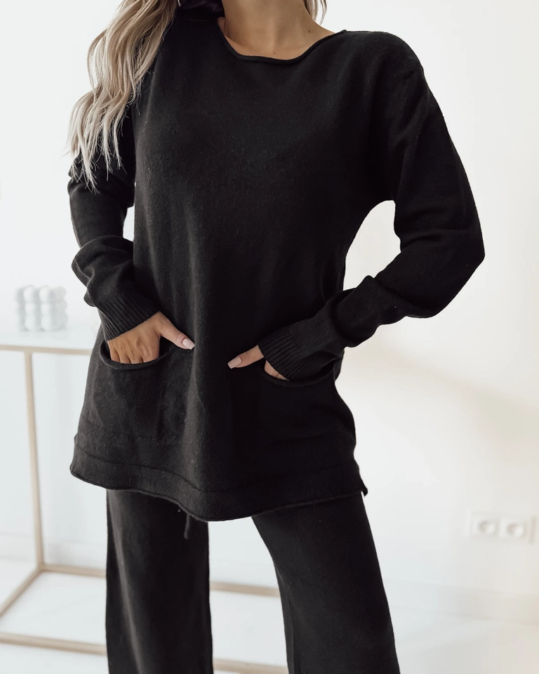 Royalfashion Dámský svetrový komplet v černé barvě