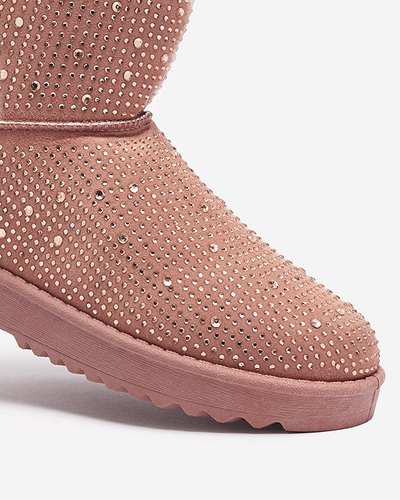 Tmavě růžové dámské sněhule s kubickými zirkony Rudis - Obuv