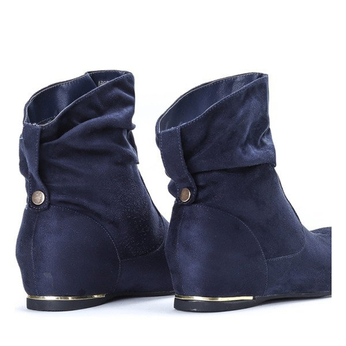 Granatowe botki na krytym koturnie Harmoni - Obuwie