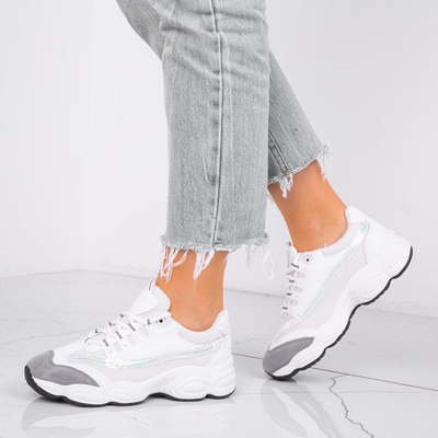 Białe buty sportowe na grubszej podeszwie Celie - Obuwie
