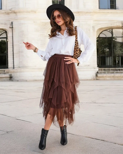 Dvouvrstvá střední sukně Royalfashion pro ženy