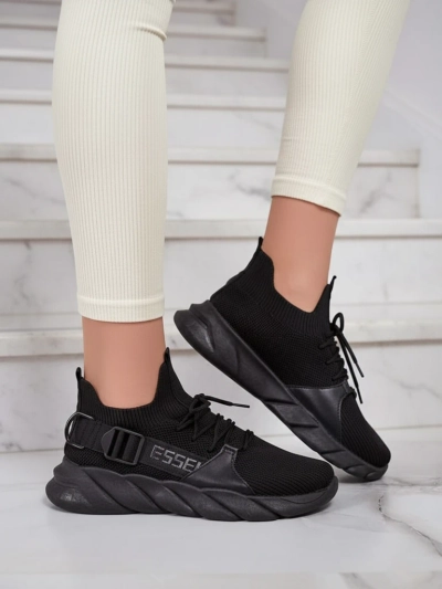 Esmeralda Černé Sneakersy na Plochém Podpatku
