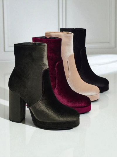 Dámské kotníkové boty na sloupku al'la Velur Miss
