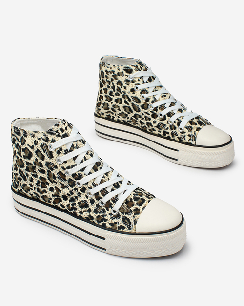 Royalfashion Бежеві жіночі леопардові кеди на платформі Fylissa