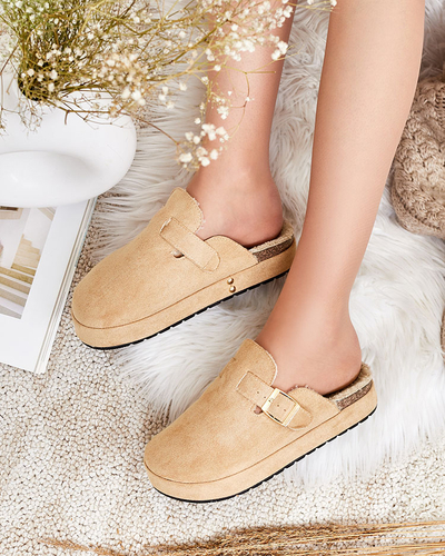 Royalfashion Жіночі капці з овчиною та пряжкою Kajis