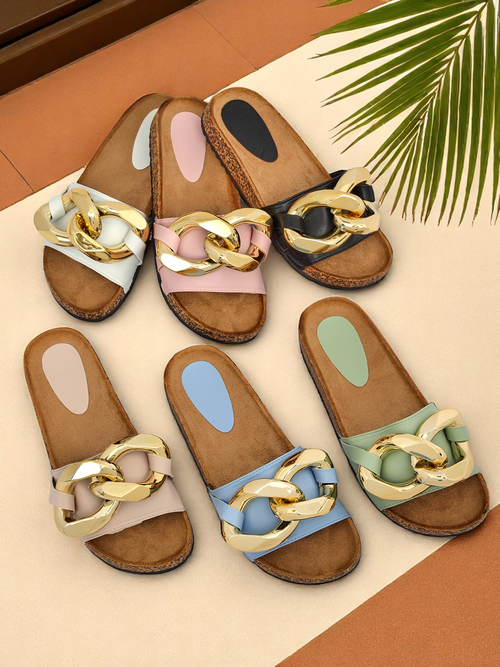 Жіночі блакитні тапочки з декором Sofig-Footwear