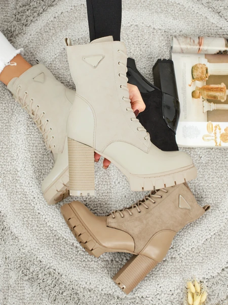 Dámské kotníkové boty eko semišové na sloupku Event Bramble