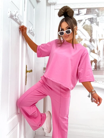 Royalfashion Жіночий костюм з бавовни з розкльошеними штанами