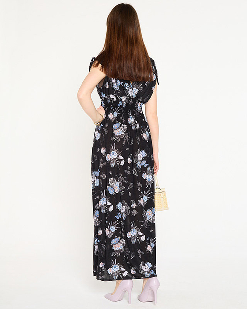 Чорне жіноче плаття максі з квітами - Одяг