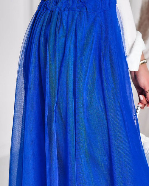 Жіноча двошарова спідниця міді кобальтового кольору - Одяг