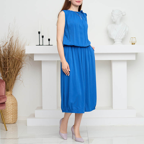 Жіноча темно-синя сукня міді без рукавів - Одяг