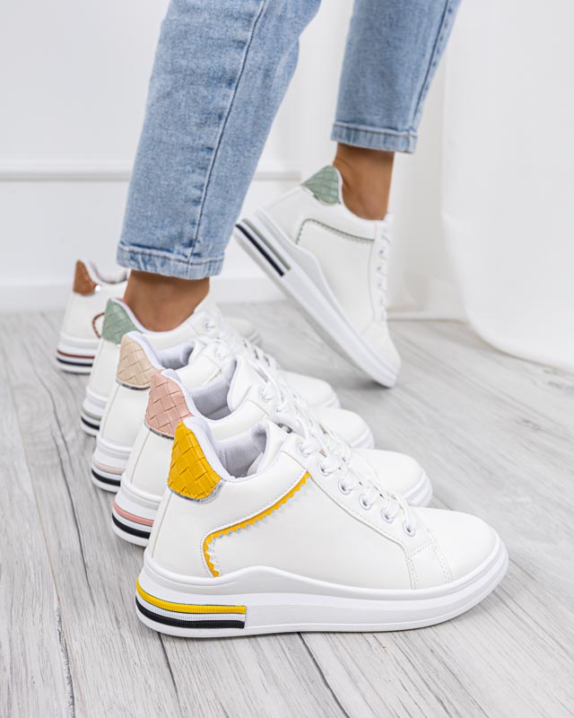 OUTLET Bílozelené dámské tenisky se skrytým klínem Uksy - Obuv