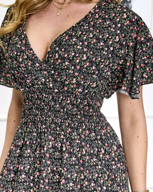 Чорна жіноча максі-сукня в квіточку Одяг