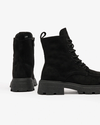 Чоботи на шнурівці Royalfashion Чорні жіночі Oroccar