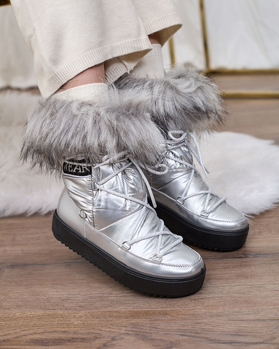 Royalfashion Stříbrné nazouvací boty a'la snow boots for women Efilayla