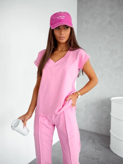 Royalfashion Жіночий котоновий повсякденний комплект з короткими рукавами