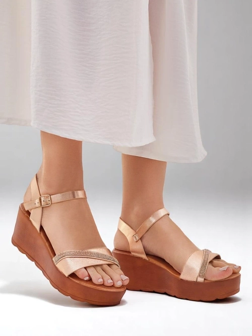 Royalfashion Жіночі сандалі на платформі з стразами та блискітками Aurora Glow