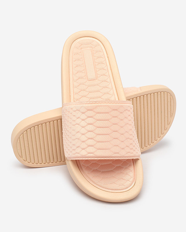 Dámské růžové pudrové pantofle s ražbou Galite - Obuv