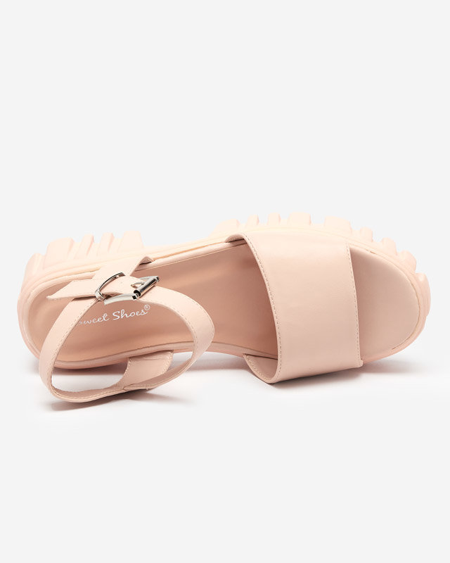 OUTLET Béžové a růžové dámské sandály se silnější podrážkou Nerile - Boty