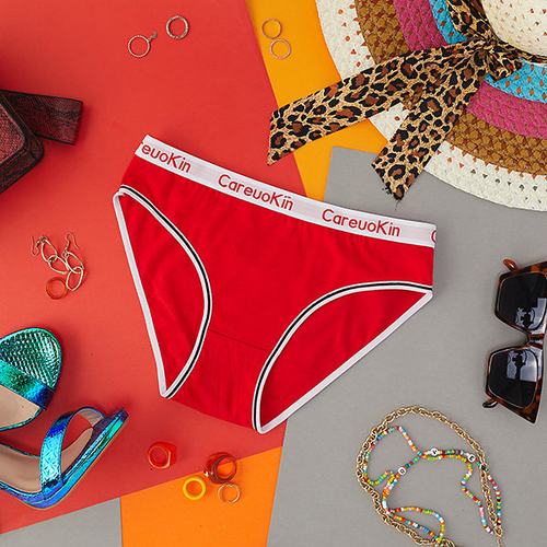 Червоні бавовняні жіночі трусики - Нижня білизна