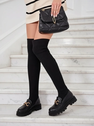 Royalfashion Dámské nazouvací kozačky nad kolena Rufies