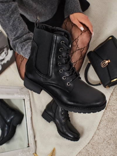 Еко шкіряні шнуровані ботильйони жіночі Orlastea